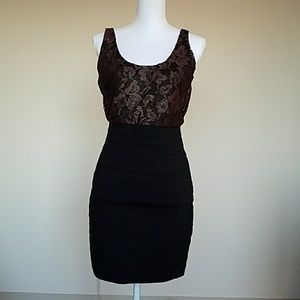 Express black and gold body-con dress